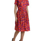 Multicolor Floral Cotton A-line Knee Length Dress