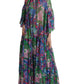 Multicolor Floral Silk Kaftan Maxi Dress