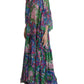 Multicolor Floral Silk Kaftan Maxi Dress