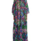 Multicolor Floral Silk Kaftan Maxi Dress