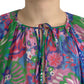 Multicolor Floral Silk Kaftan Maxi Dress