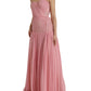 Pink Silk Strapless Maxi A-line Gown Dress