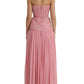 Pink Silk Strapless Maxi A-line Gown Dress