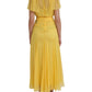 Yellow Silk Sheath Belted Long Maxi Dress