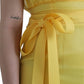 Yellow Silk Sheath Belted Long Maxi Dress