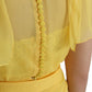 Yellow Silk Sheath Belted Long Maxi Dress