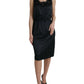 Black Polyester Lace Trim Sheath Midi Dress