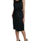 Black Polyester Lace Trim Sheath Midi Dress