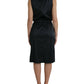 Black Polyester Lace Trim Sheath Midi Dress