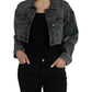 Dark Gray Cotton Stretch Cropped Denim Jacket