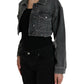 Dark Gray Cotton Stretch Cropped Denim Jacket