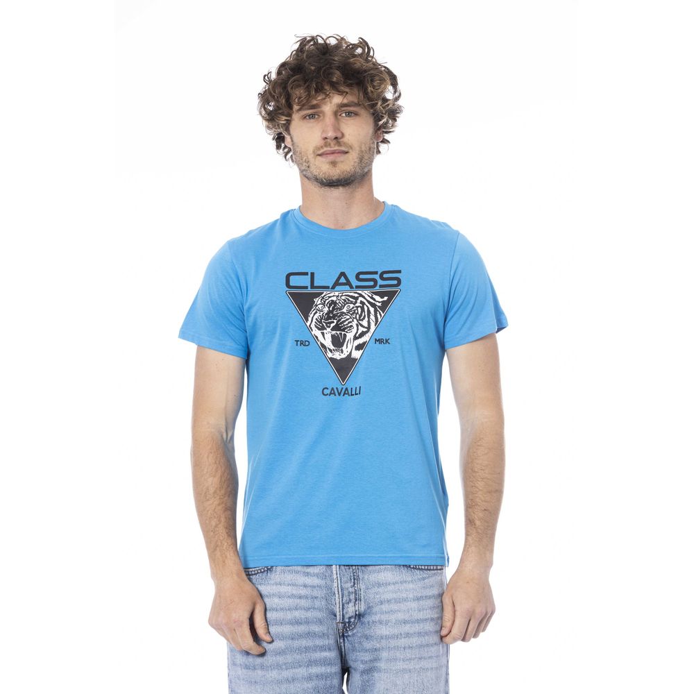 Light Blue Cotton Men T-Shirt