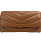 Jet Set Travel Large Quilted Leather Trifold Wallet Brown