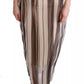 Beige Brown Striped Silk Sheath Dress