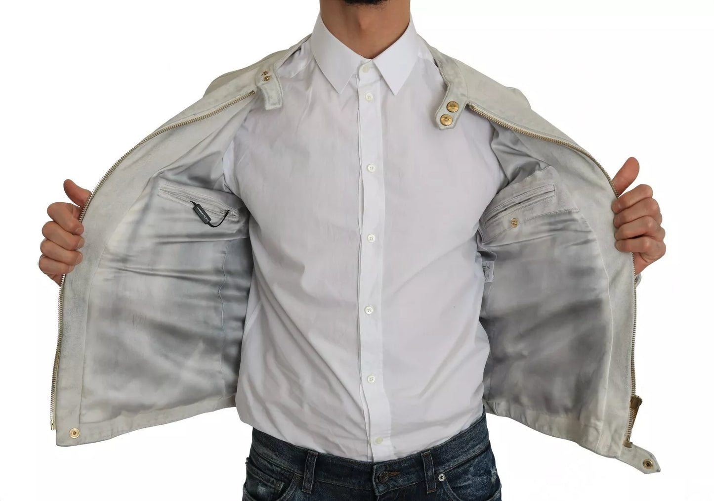 Leather White Biker Motorcycle Jacket