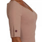 Dusty Pink Midi Sheath Crystal Buttons Dress