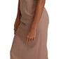 Dusty Pink Midi Sheath Crystal Buttons Dress