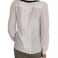 White Silk Shirt Ruffle Rouded Collar Blouse