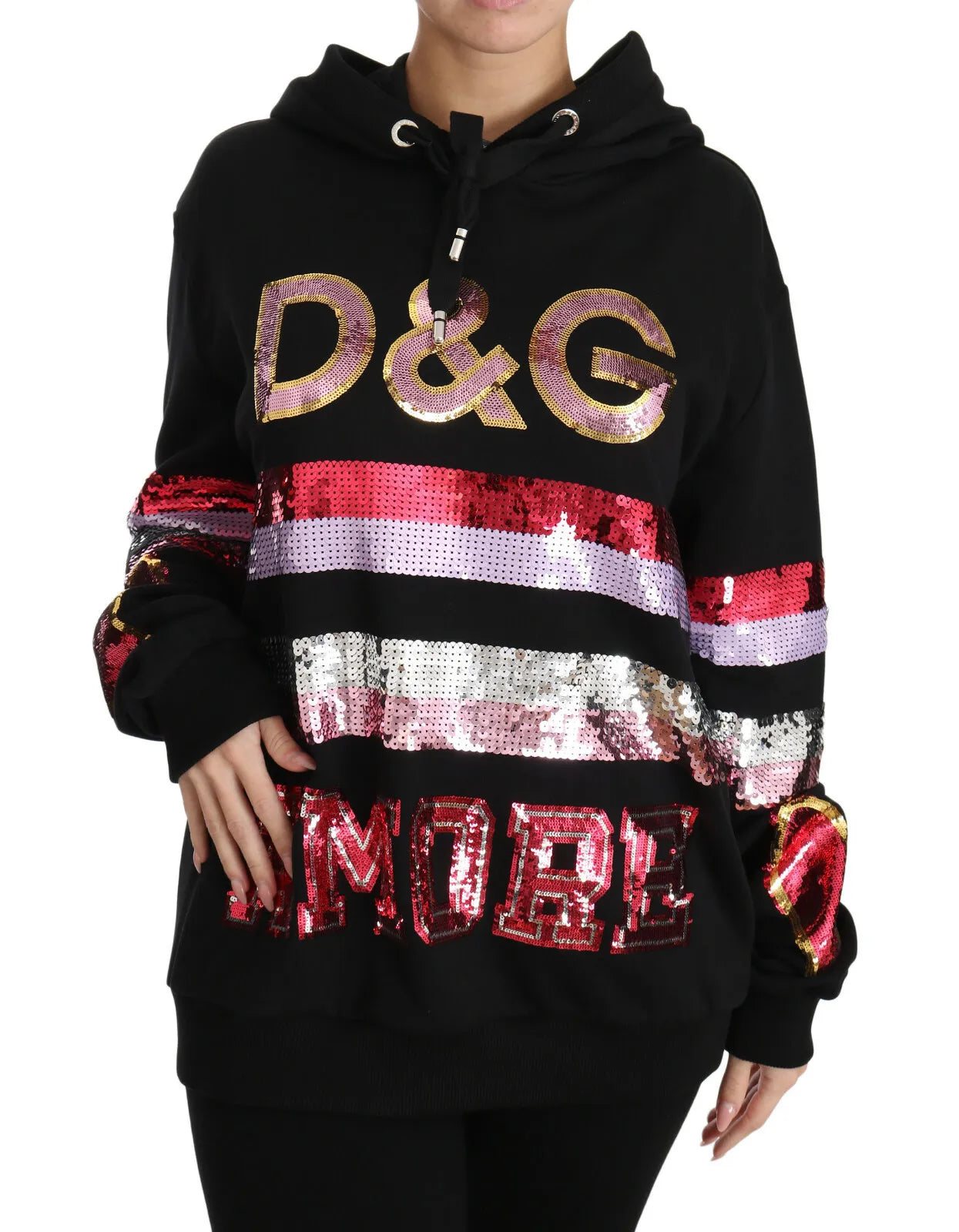 DG Sequined Hooded Pullover Sweater