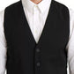 Black Wool Stretch Waistcoat Formal Dress Vest