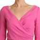 Pink Plunging Bodycon Sheath Mini Rayon Dress