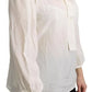 Off White Scarfneck Long Sleeves Blouse Silk Top