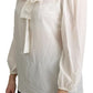 Off White Scarfneck Long Sleeves Blouse Silk Top