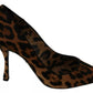 Brown Leopard Pony Hair Heels Pumps Shoes