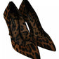 Brown Leopard Pony Hair Heels Pumps Shoes