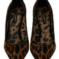 Brown Leopard Pony Hair Heels Pumps Shoes