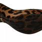 Brown Leopard Pony Hair Heels Pumps Shoes