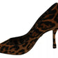 Brown Leopard Pony Hair Heels Pumps Shoes