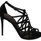 Black Suede Ankle Strap Stiletto Shoes