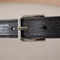 Black Classic Leather Silver Metal Buckle Belt