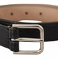 Black Classic Leather Silver Metal Buckle Belt