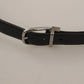 Black Classic Leather Silver Tone Metal Buckle Belt