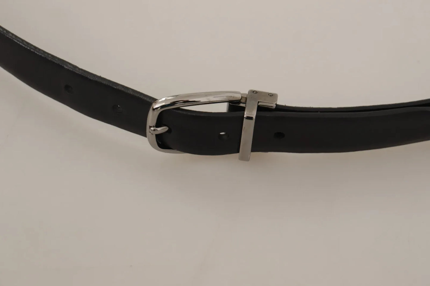 Black Classic Leather Silver Tone Metal Buckle Belt