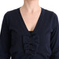 Elegant Blue Wool Cardigan Sweater