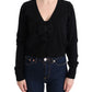 Elegant Black Wool Cardigan Sweater