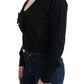 Elegant Black Wool Cardigan Sweater