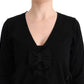 Elegant Black Wool Cardigan Sweater