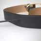 Black Leather Gold Oval Metal Buckle Belt