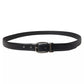 Black Leather Silver Metal Buckle Men Belt