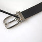 Black Leather Silver Metal Buckle Men Belt