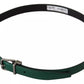 Green Calf Leather Silver Tone Metal Buckle Belt