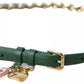 Green Embellished Chain Gold Buckle Belt