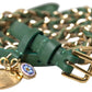 Green Embellished Chain Gold Buckle Belt