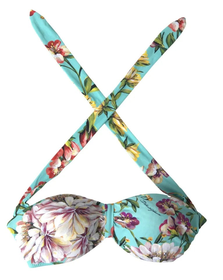 Mint Green Floral Print Beachwear Bikini Top