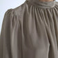 Gray Mock Neck Long Sleeves Top Blouse