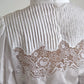 White Cotton Lace Trim Turtle Neck Top Blouse